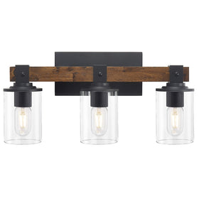 DUJAHMLAND vanity light with matte black metal accents close-up of frame