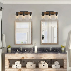 DUJAHMLAND vanity light with clear glass shades front view highlights reflections