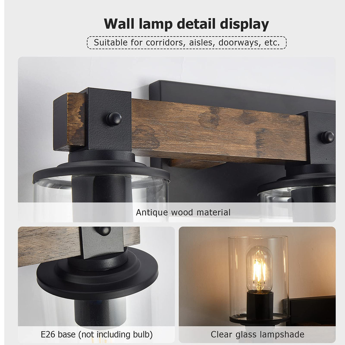 DUJAHMLAND wood-base fixture angle view showing traditional design