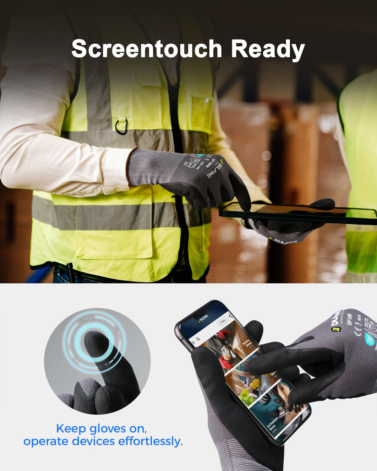DULFINE 360-degree breathability keeps hands cool during tasks.