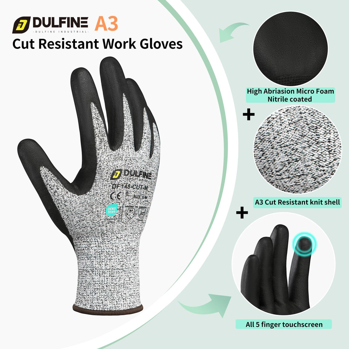 DULFINE A3 glove touchscreen compatibility enables device use without removing gloves.