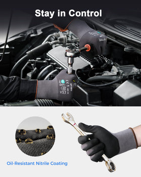 DULFINE gloves demonstrate secure grip while handling tools.