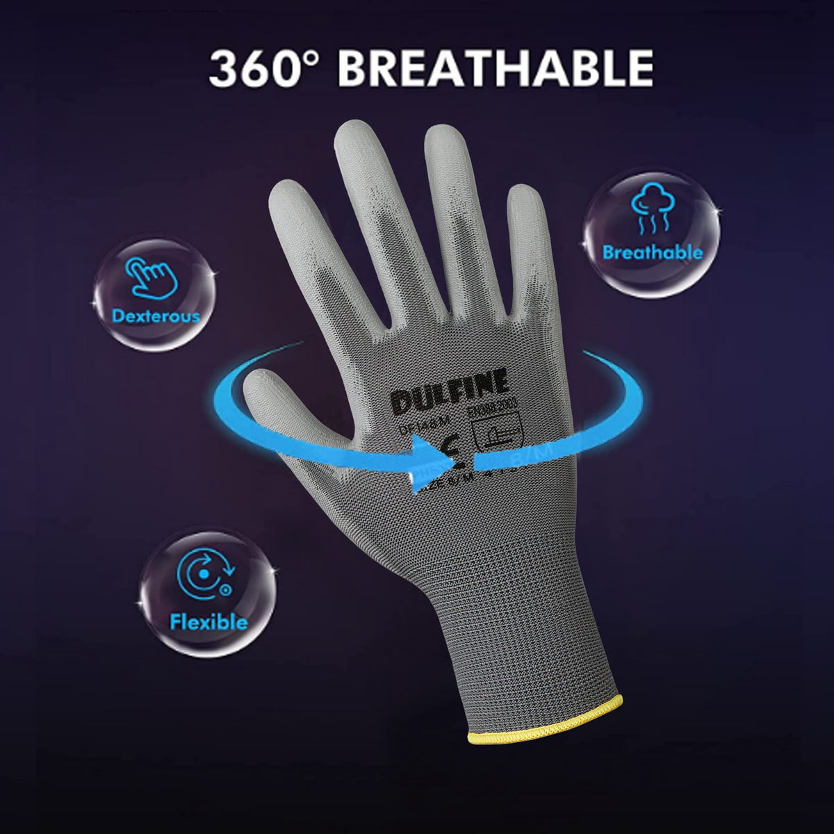 DULFINE grey seamless knit shell on hand offers bare-hand sensitivity.
