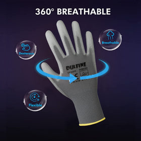 DULFINE grey seamless knit shell on hand offers bare-hand sensitivity.