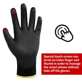 DULFINE seamless knit gloves showing two-fingers touchscreen capability.