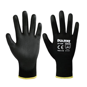 Close-up of PU coating on DULFINE grip gloves for reliable handling.