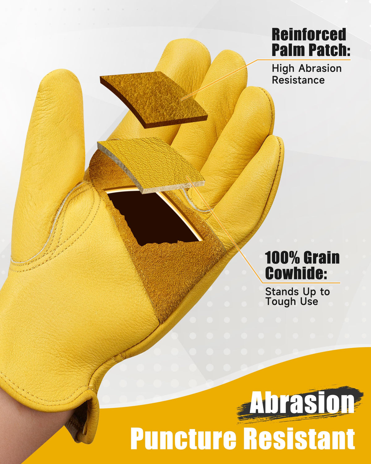 DULFINE reinforced palm close-up showing grip and wear resistance for tough jobs