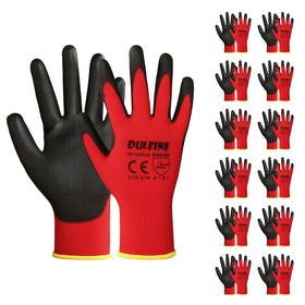 DULFINE safety work gloves PU-coated palm for enhanced grip in dry tasks.