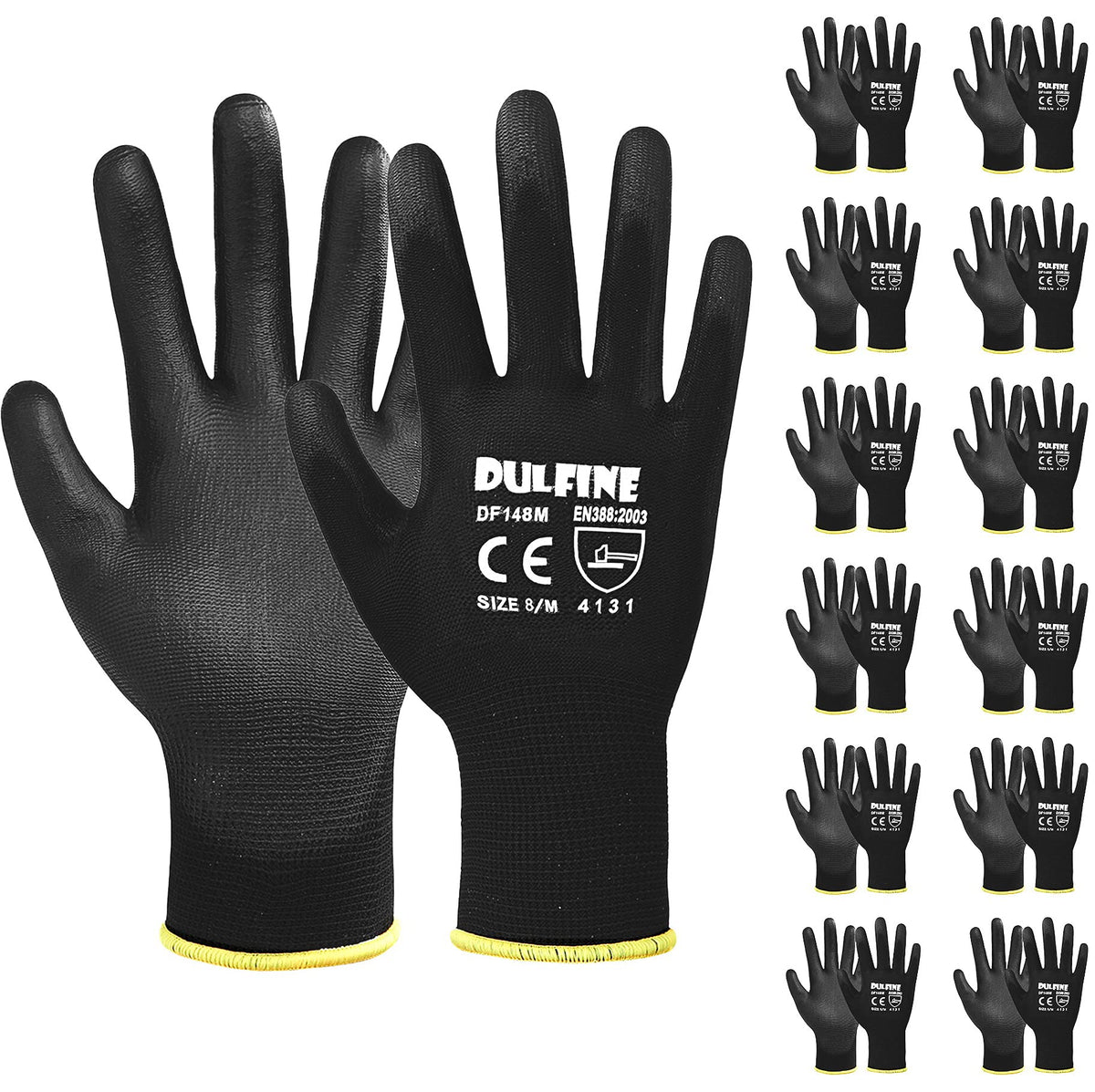 DULFINE glove with nylon shell and PU coating for precise grip on light tasks.