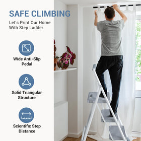 DUMOS Step Ladder in garage for lighting and painting tasks