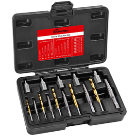 DUNDOO 15Pcs Screw Extractor Set main kit for damaged screws and bolts.