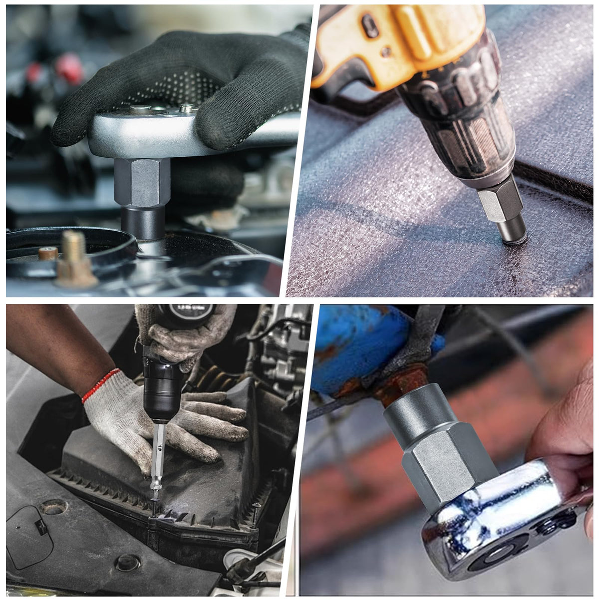 DUNDOO bolt extractor set in use with power drill for fast extractions