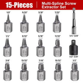DUNDOO hex head multi-spline extractors provide a strong grip on stripped screws.