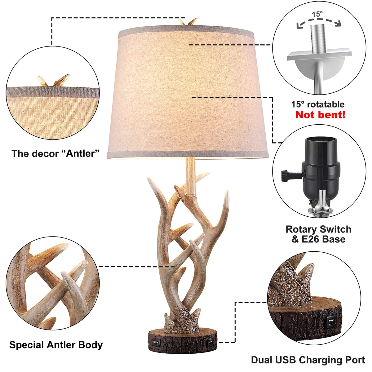 Dungoo lamp set blends sturdy base and anti-slip support for stable placement on desks.