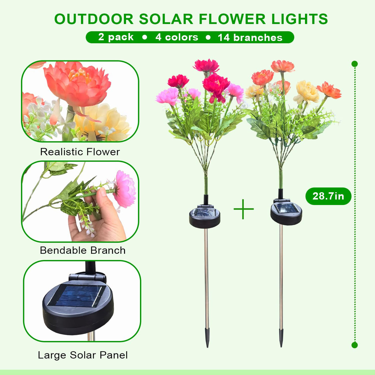 DUODEAN garden lights install quickly with no wiring for easy setup.