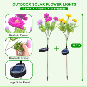 DUODEAN Solar Flowers Lights illuminate a yard path for safe nighttime navigation.