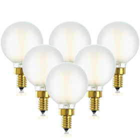 Duoled E12 LED G16.5 bulb in a chandelier provides dimmable, frosted glow for intimate evenings.