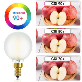 Duoled E12 bulb with frosted glass softens light and reduces glare.