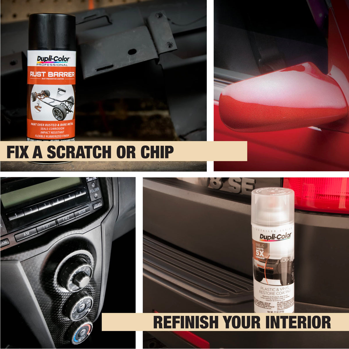Dupli-Color DAP1689 primer suitable for metal, fiberglass, and wood surfaces.