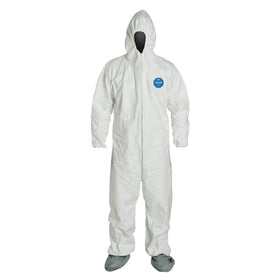 DuPont Tyvek 400 coverall with hood for full coverage during protective tasks