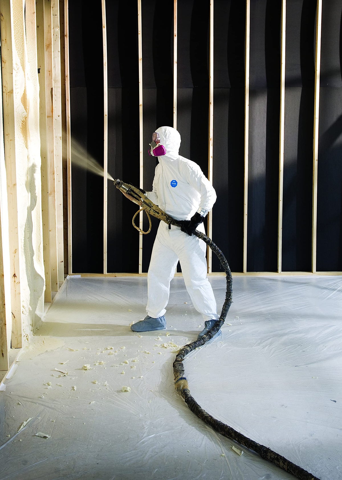 DuPont Tyvek 400 hood with extended zipper for easy wear and chin coverage