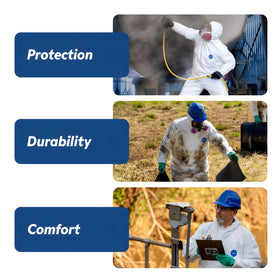 DuPont Tyvek 400 coverall ready for janitorial and sanitation workflows.