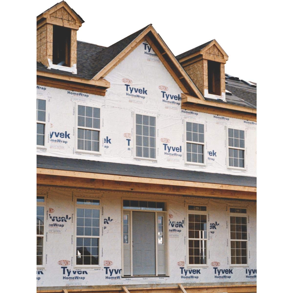 DuPont Tyvek HomeWrap shown as a breathable weather barrier for exterior walls.