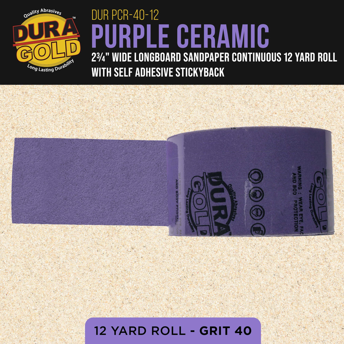 Dura-Gold adhesive-back longboard roll ready for quick mounting on air file sanders.