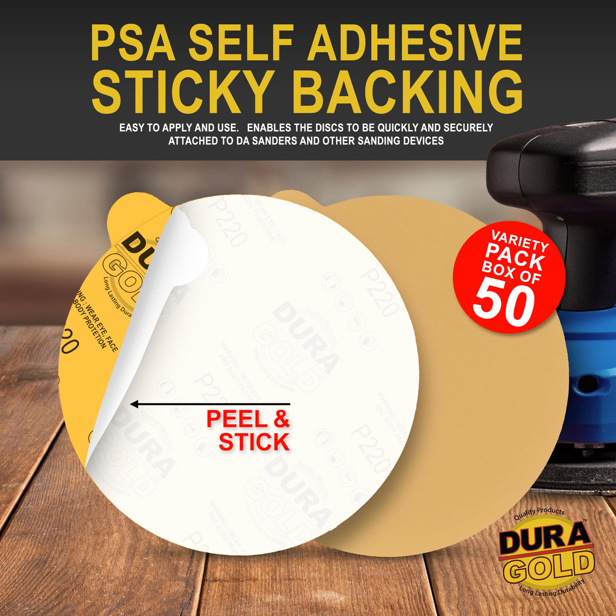 Dura-Gold 220-grit discs for mid-finish sanding