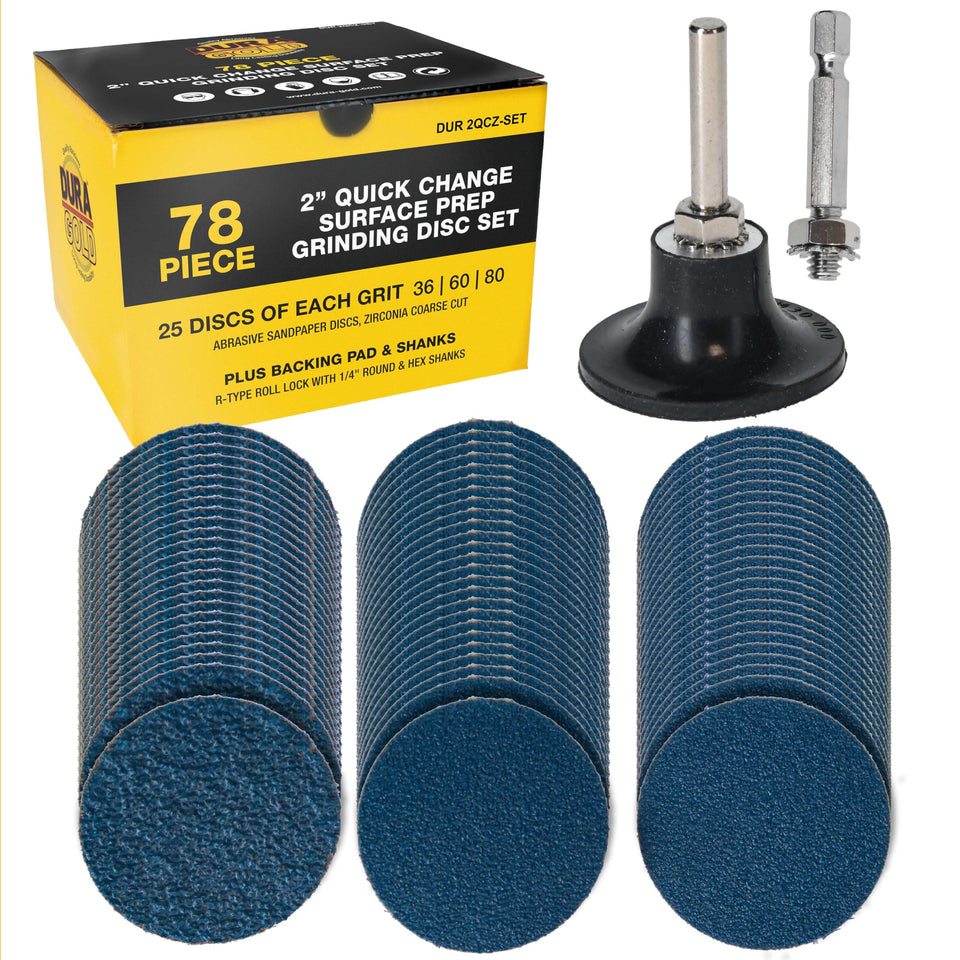 Dura-Gold 2in grinding discs 36 grit for fast cutting and long-lasting prep on metal and wood
