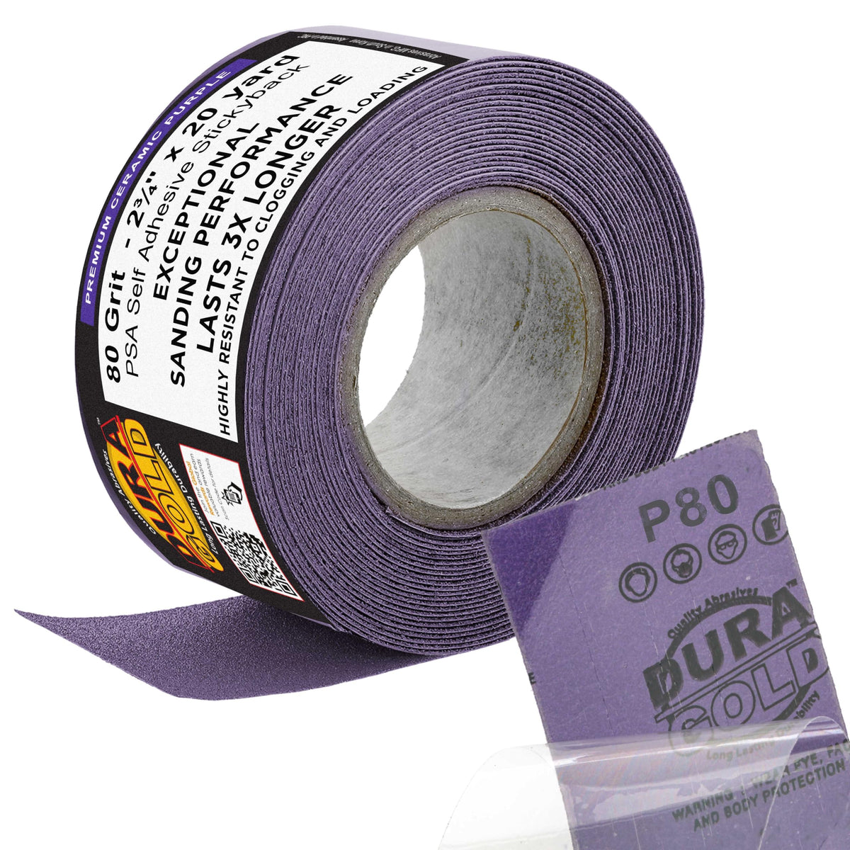Dura-Gold 80-grit longboard roll for fast material removal