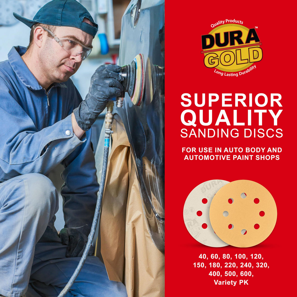 Dura-Gold automotive paint prep disc for priming and finishing prep