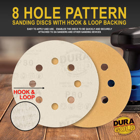Dura-Gold 80-grit disc ideal for automotive paint prep.