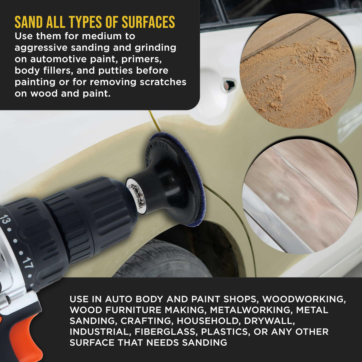 Dura-Gold backing pad provides stable support for even grinding