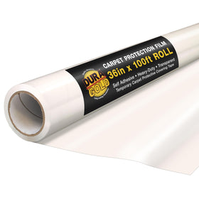 Dura-Gold carpet protection film roll ready for quick installation on stairs.