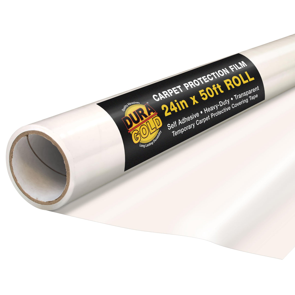 Dura-Gold carpet protection film roll for stairs and floors.