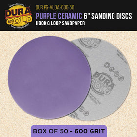 Dura-Gold ceramic-film sanding disc 6in purple for fast, clean cuts on wood and metal.