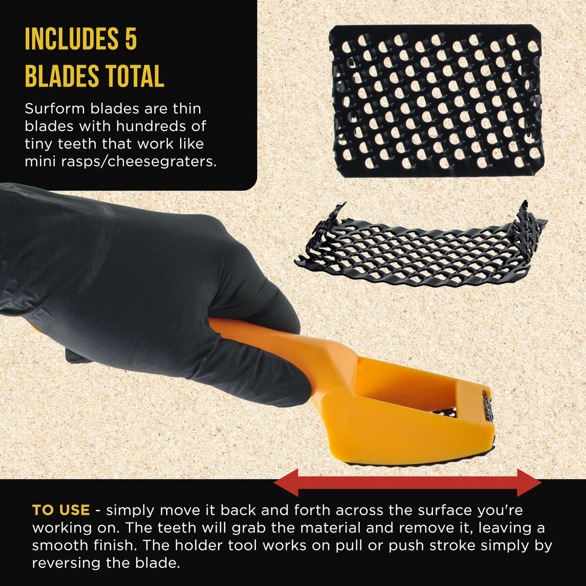 Dura-Gold cheesegrater blade close-up for efficient material removal.