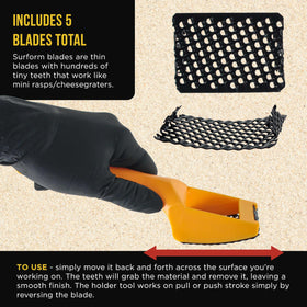 Dura-Gold cheesegrater blade close-up for efficient material removal.