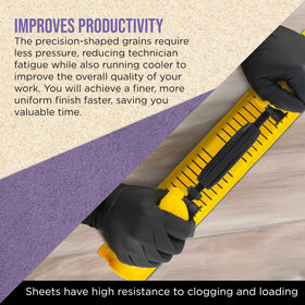 Dura-Gold ceramic-sandpaper resists loading, boosting productivity on metalworking projects.