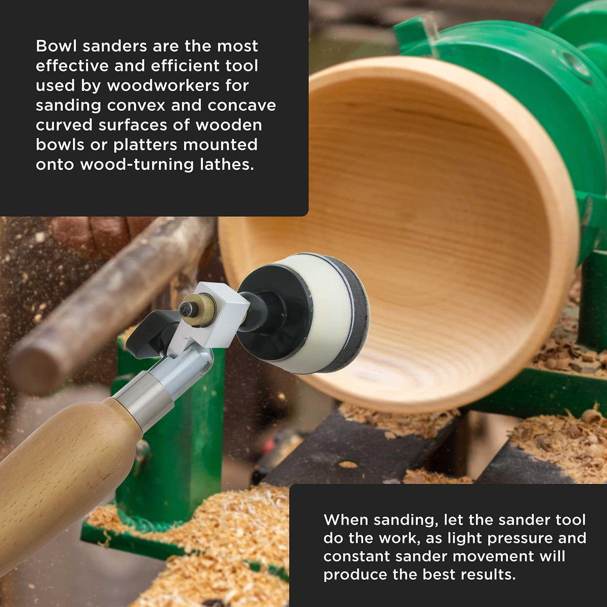 Dura-Gold dual-bearing head reduces friction for smoother bowl finishes