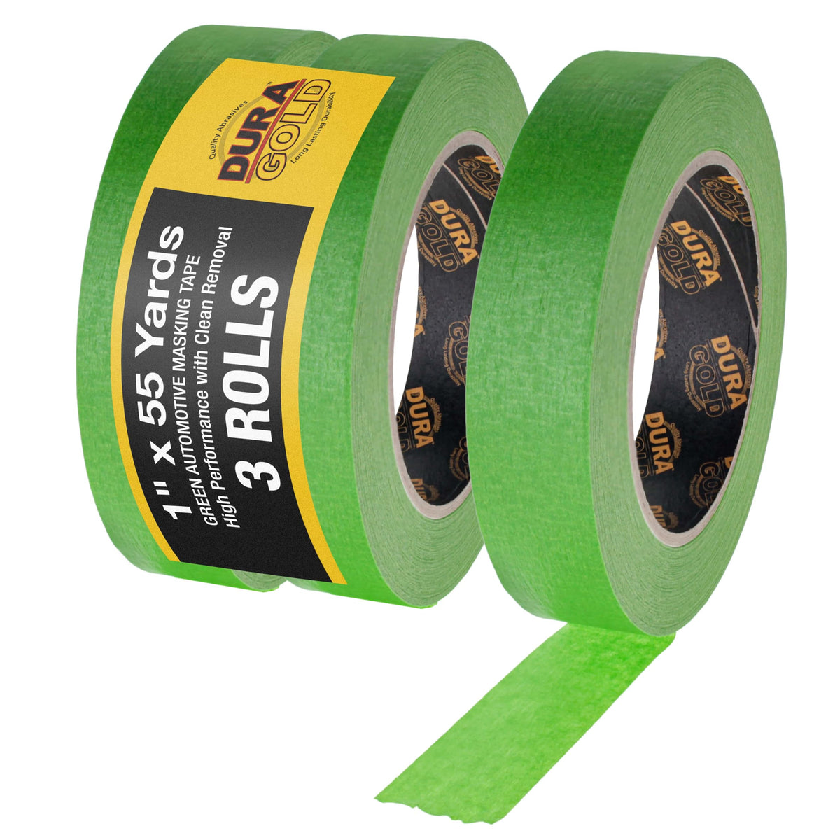 Dura-Gold green automotive masking tape in 1 inch rolls for sharp lines