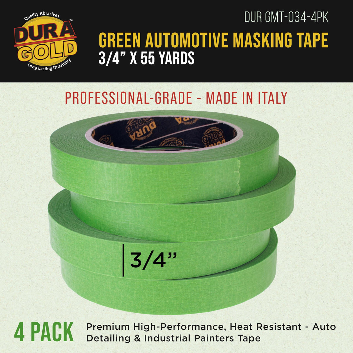 Dura-Gold green automotive tape applied on car panel for crisp lines