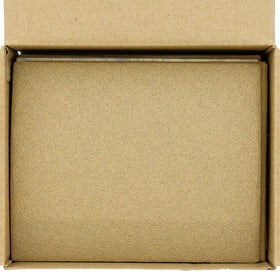 Dura-Gold premium 120-grit sandpaper on a 1/4-sheet backing for smooth sanding on wood and metal