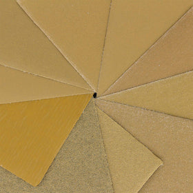 Dura-Gold premium 150-grit sandpaper on a 1/4-sheet backing for initial shaping on wood and automotive prep