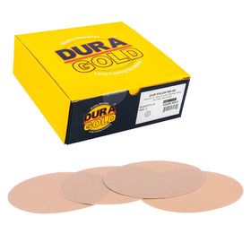 Dura-Gold premium 180 grit disc with no-hole pattern for dustless finishing on automotive surfaces