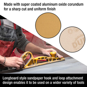 Dura-Gold Premium 180 Grit metal sanding on durable longboard offers steady performance.