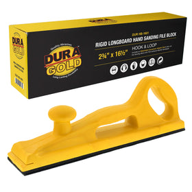 Dura-Gold Pro Series longboard file block front view with ergonomic grip for smooth sanding.