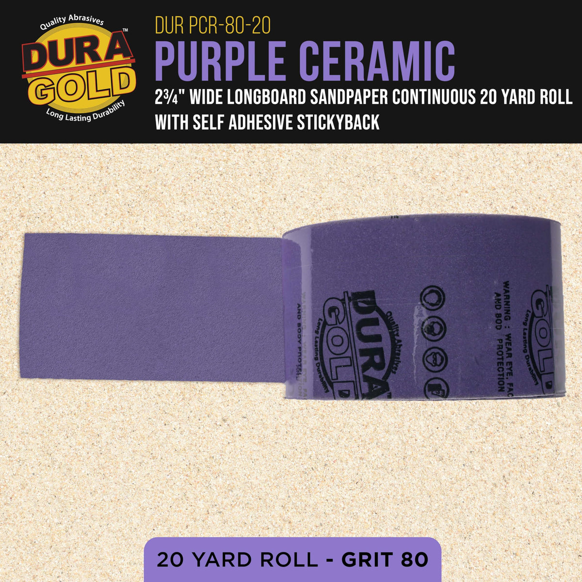 Dura-Gold purple-film ceramic grain close-up shows sharp cutting edges