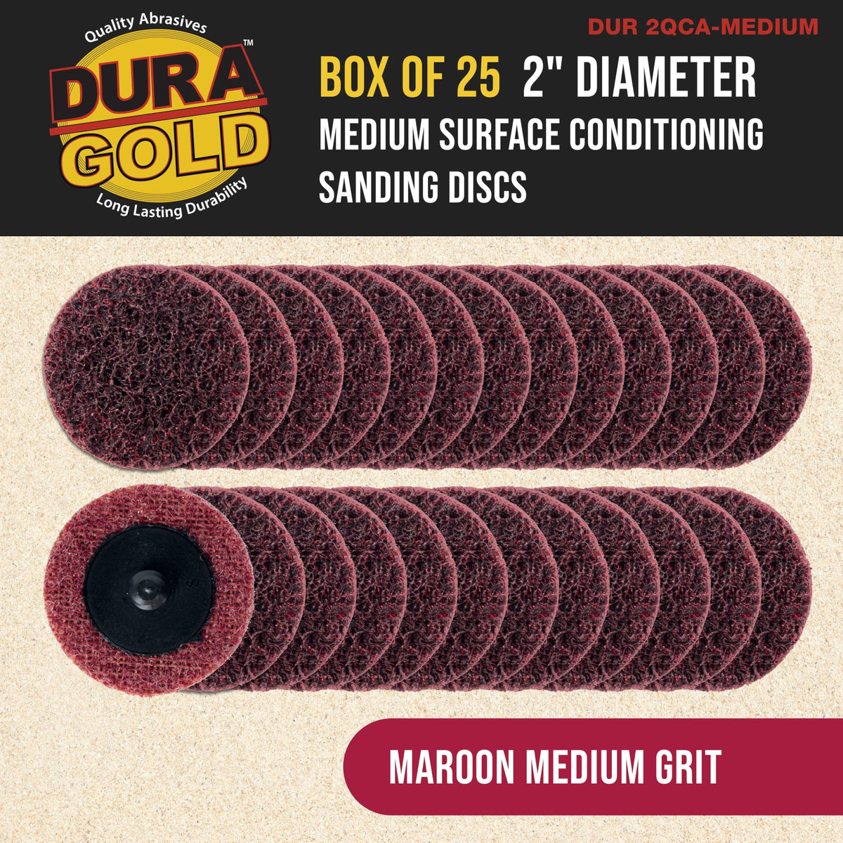 Dura-Gold maroon disc with roll-lock quick-change for fast setup.